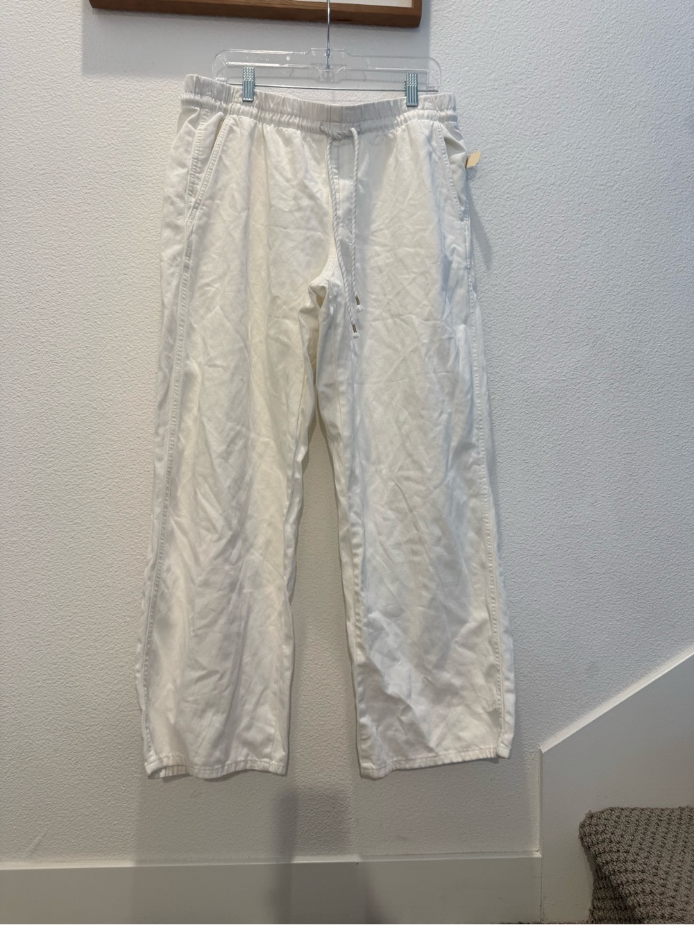 NWT Universal Thread High-Rise Drawstring Wide Leg Beach Pants in white